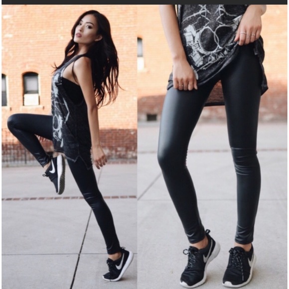 SALE FAUX LEATHER LEGGINGS High Waisted - Picture 3 of 7